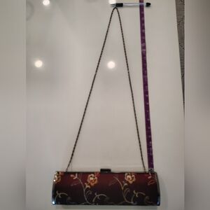 Floral Burgundy Evening Clutch with Chain Strap